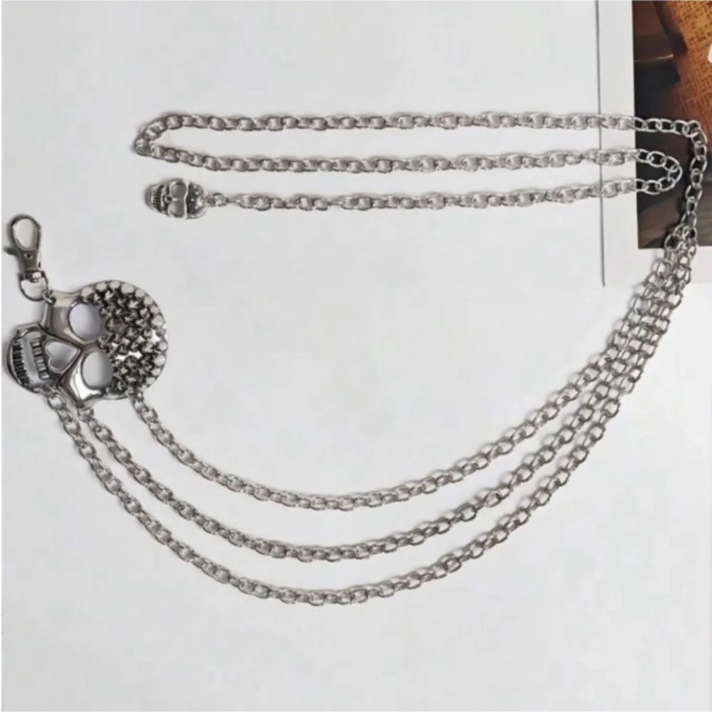 Silver Skull Chain Belt